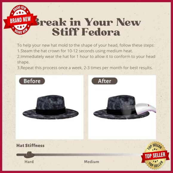 Vintage Wide Brim Wool Fedora Hat Handmade Distressed Rancher Style